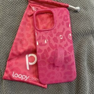 Loopy Pink Leopard Phone Case fits the iPhone 14 Pro Max Lefty